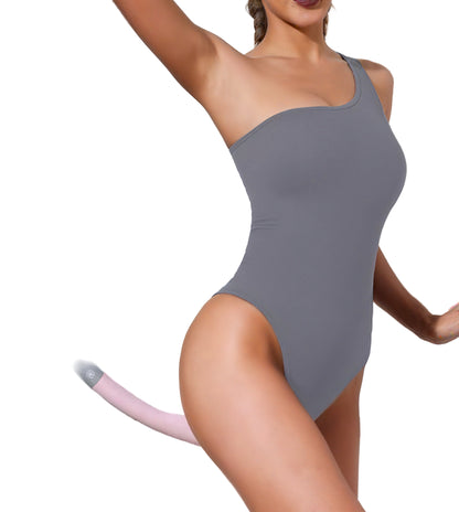 One-Shoulder Black Bodysuit