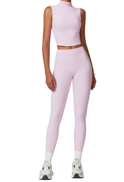 Seamless High-Neck Crop Top & Leggings Set