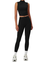 Seamless High-Neck Crop Top & Leggings Set