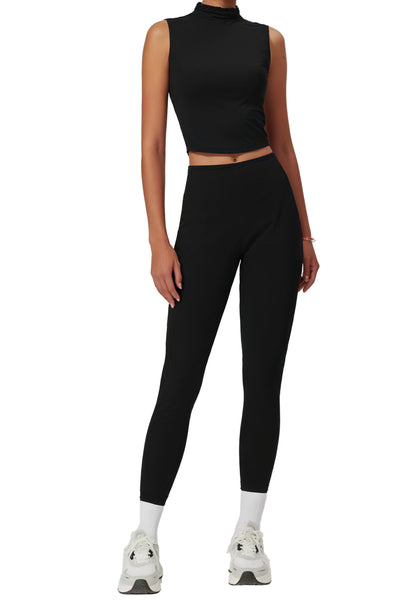 Seamless High-Neck Crop Top & Leggings Set