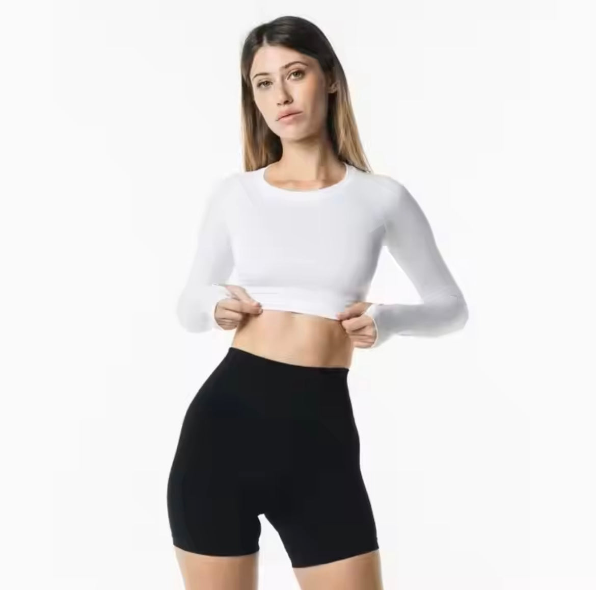 Sleek Flex Long-Sleeve Crop Top